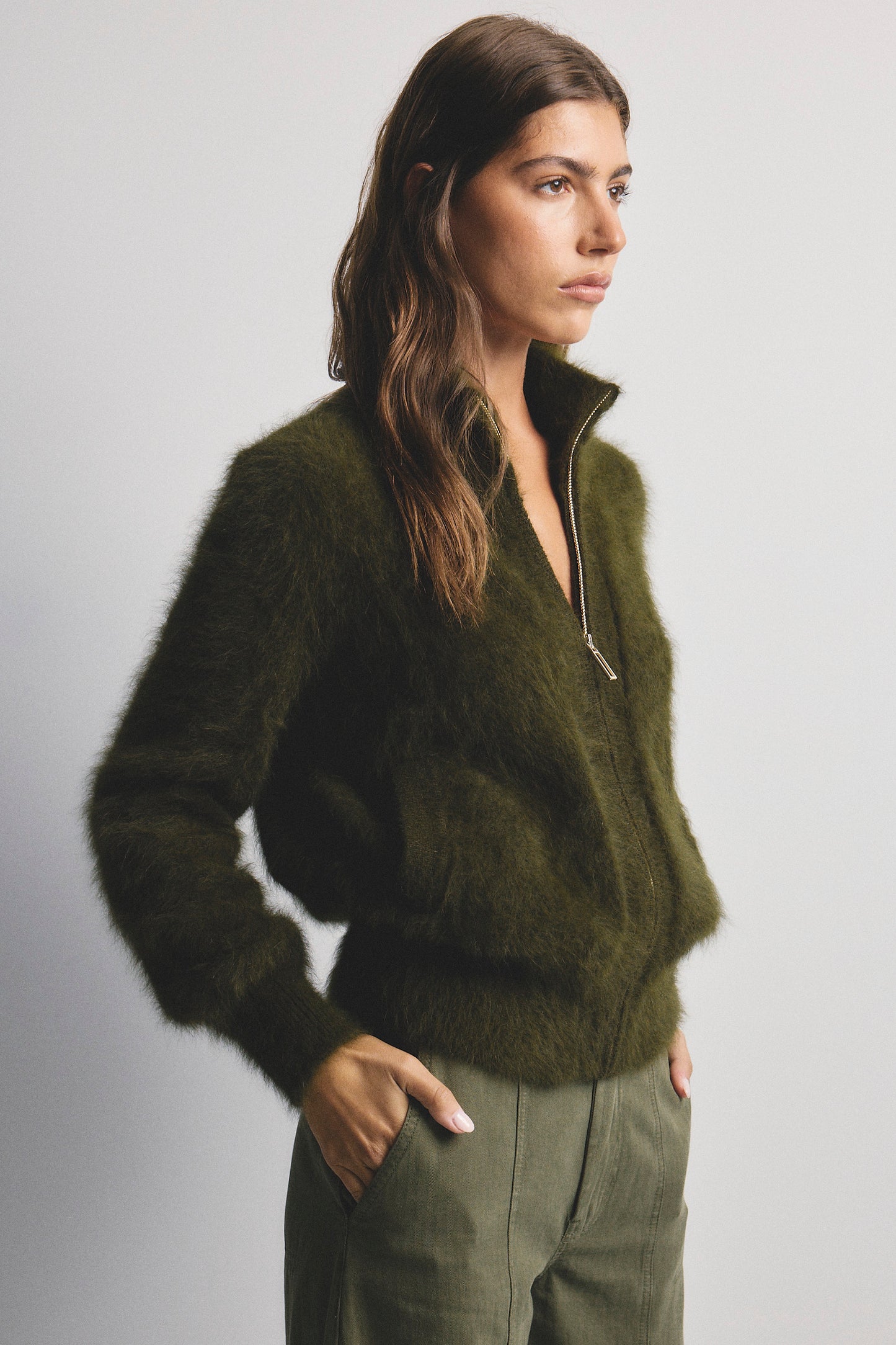 Felix Zip Cardigan - Moss