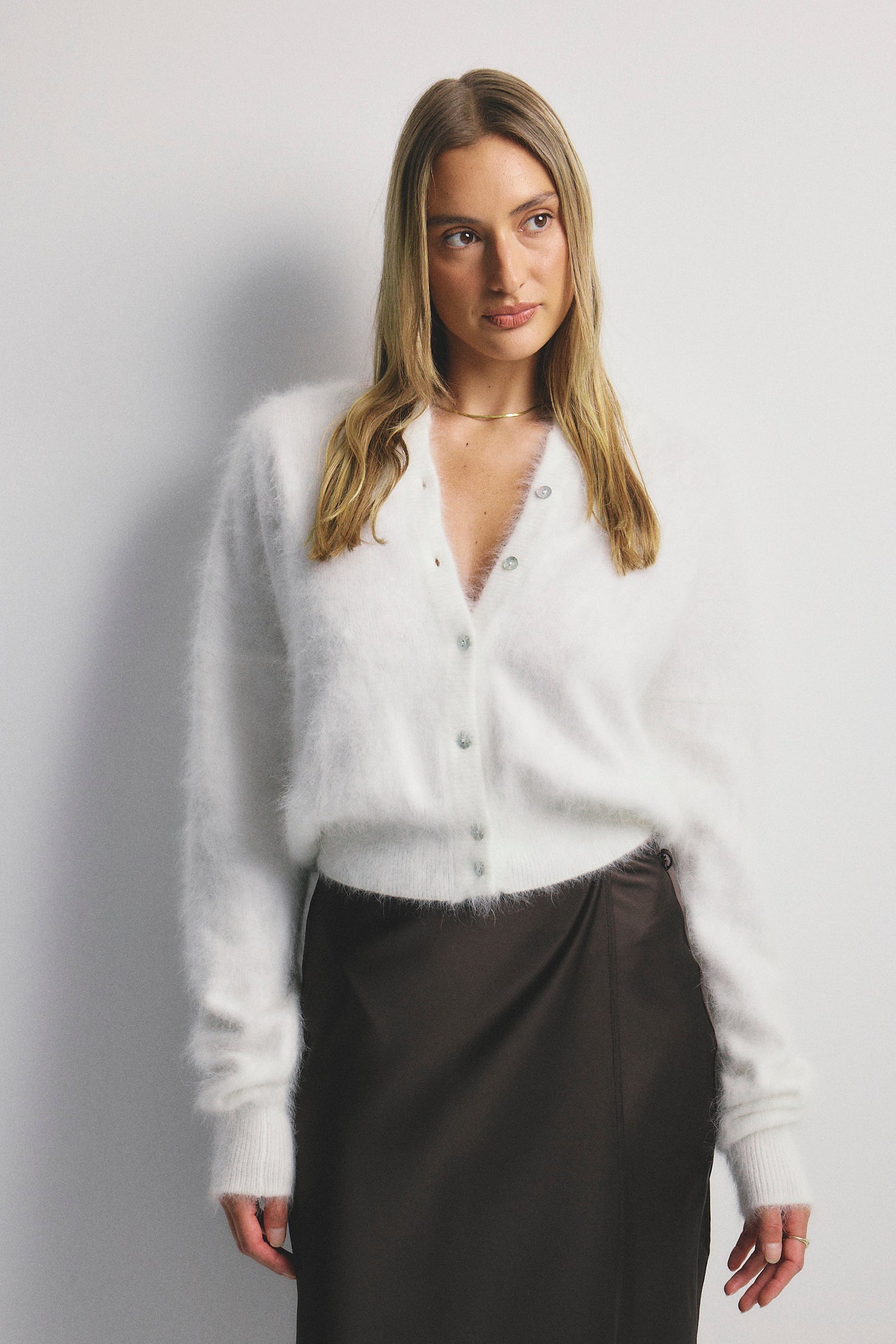 Frankie Crew Cardigan - Snow