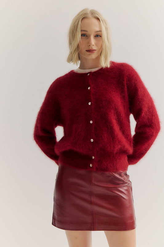 Frankie Crew Cardigan - Merlot