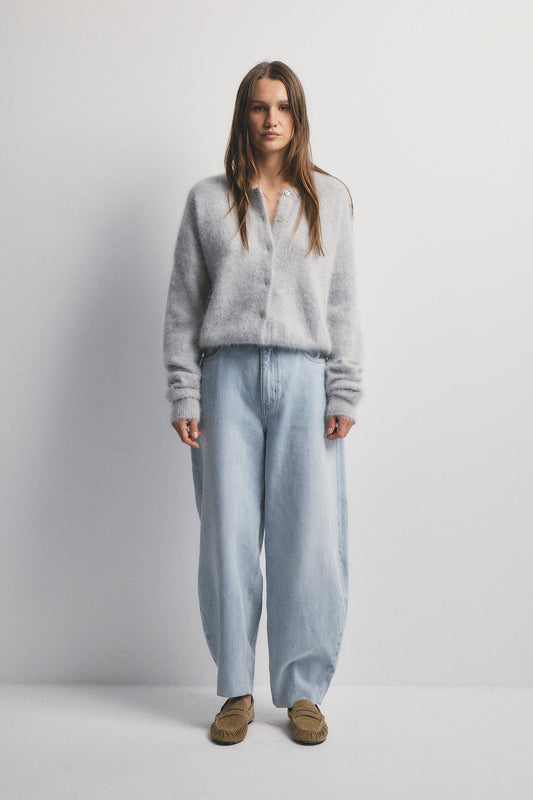 Frankie Crew Cardigan - Light Grey