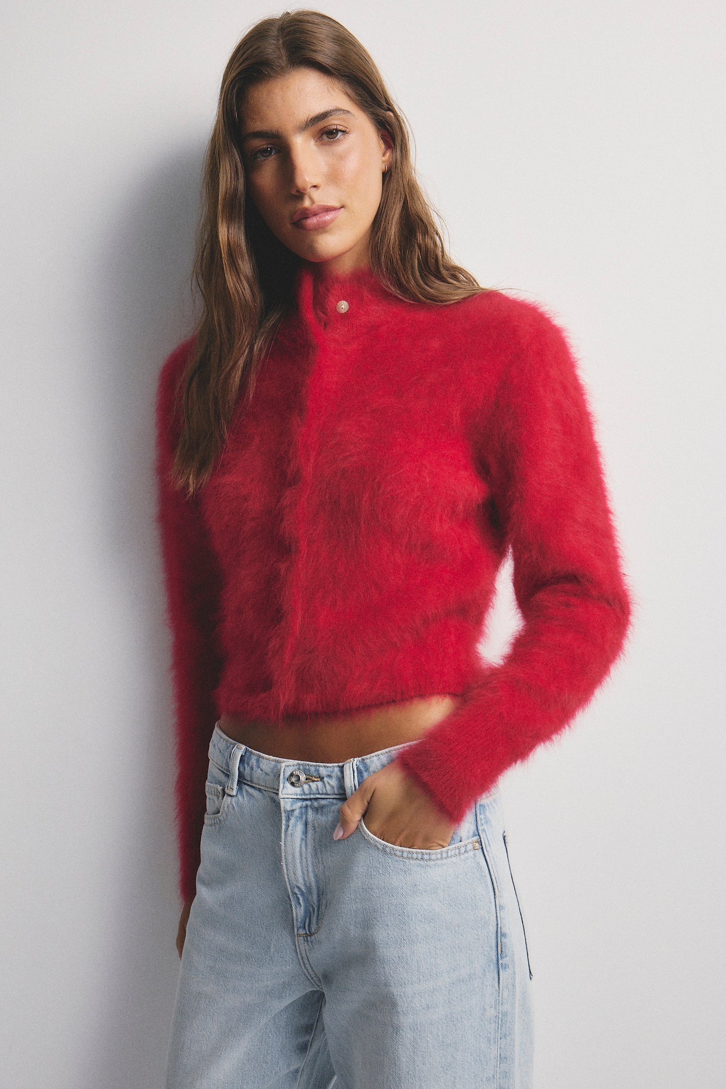 Bella Button up Cardigan - Flame