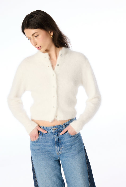 Bella Button up Cardigan - Snow