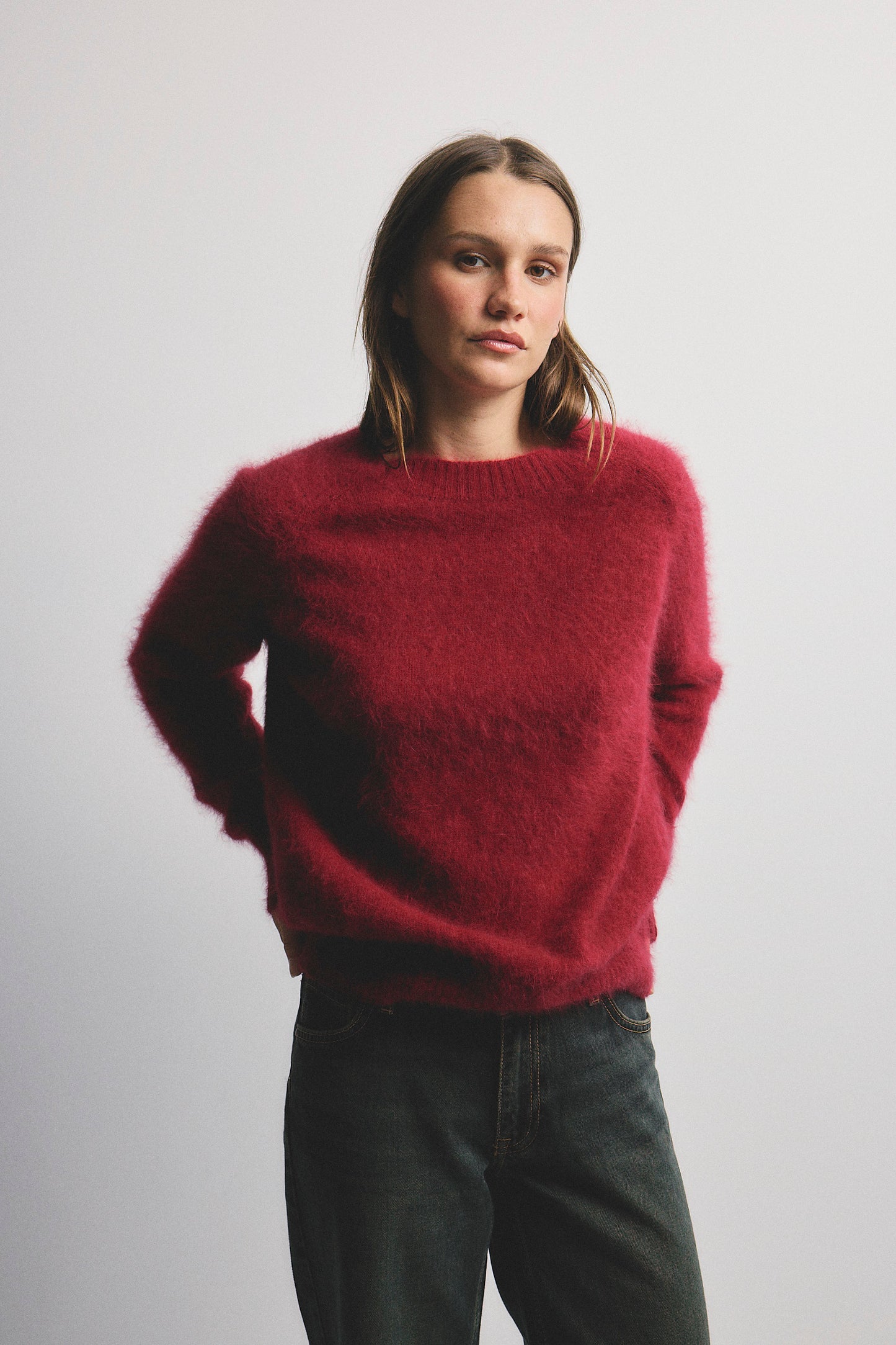 Adele Crew Neck Knit - Cerise