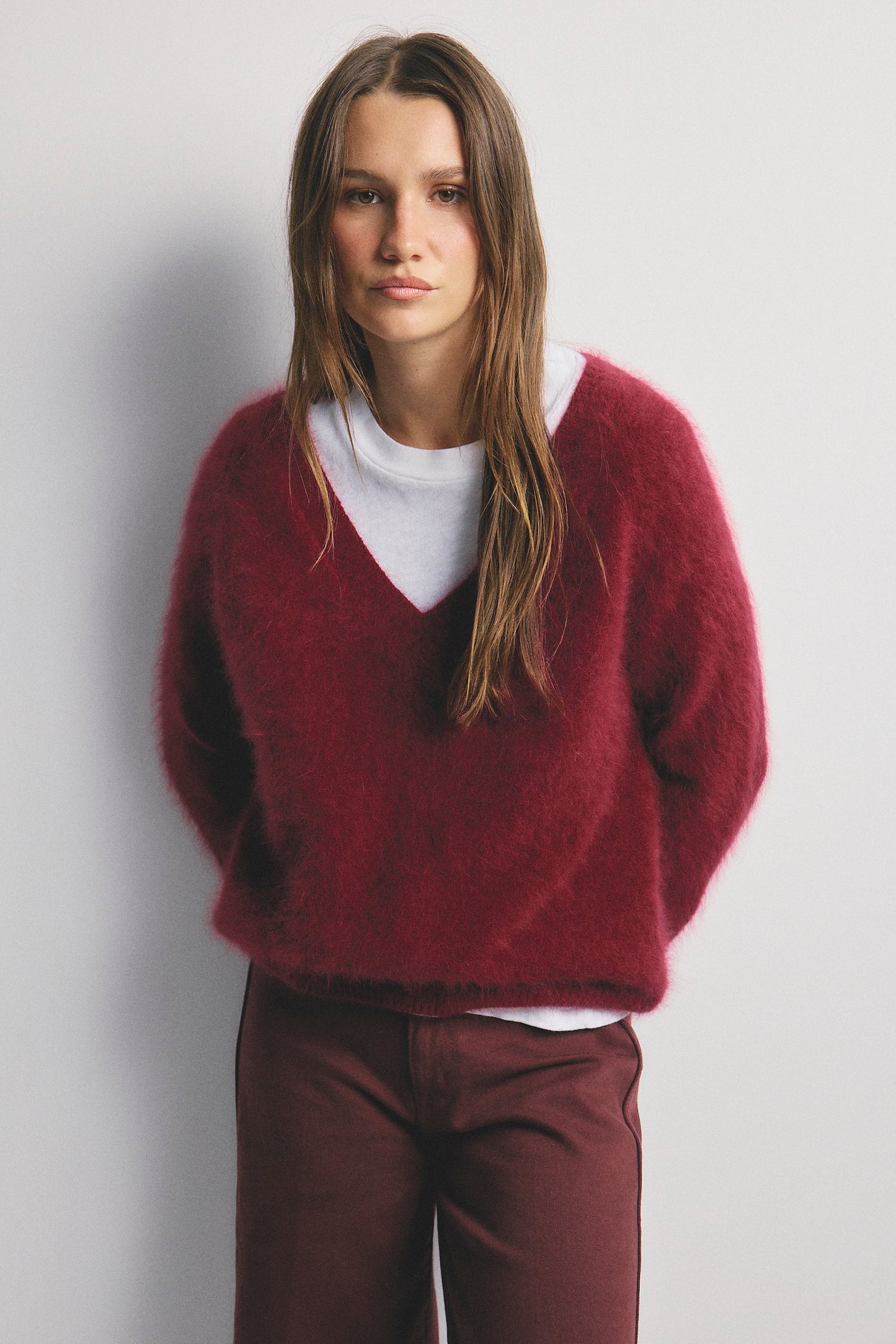 Olivia V-Neck Knit - Cerise