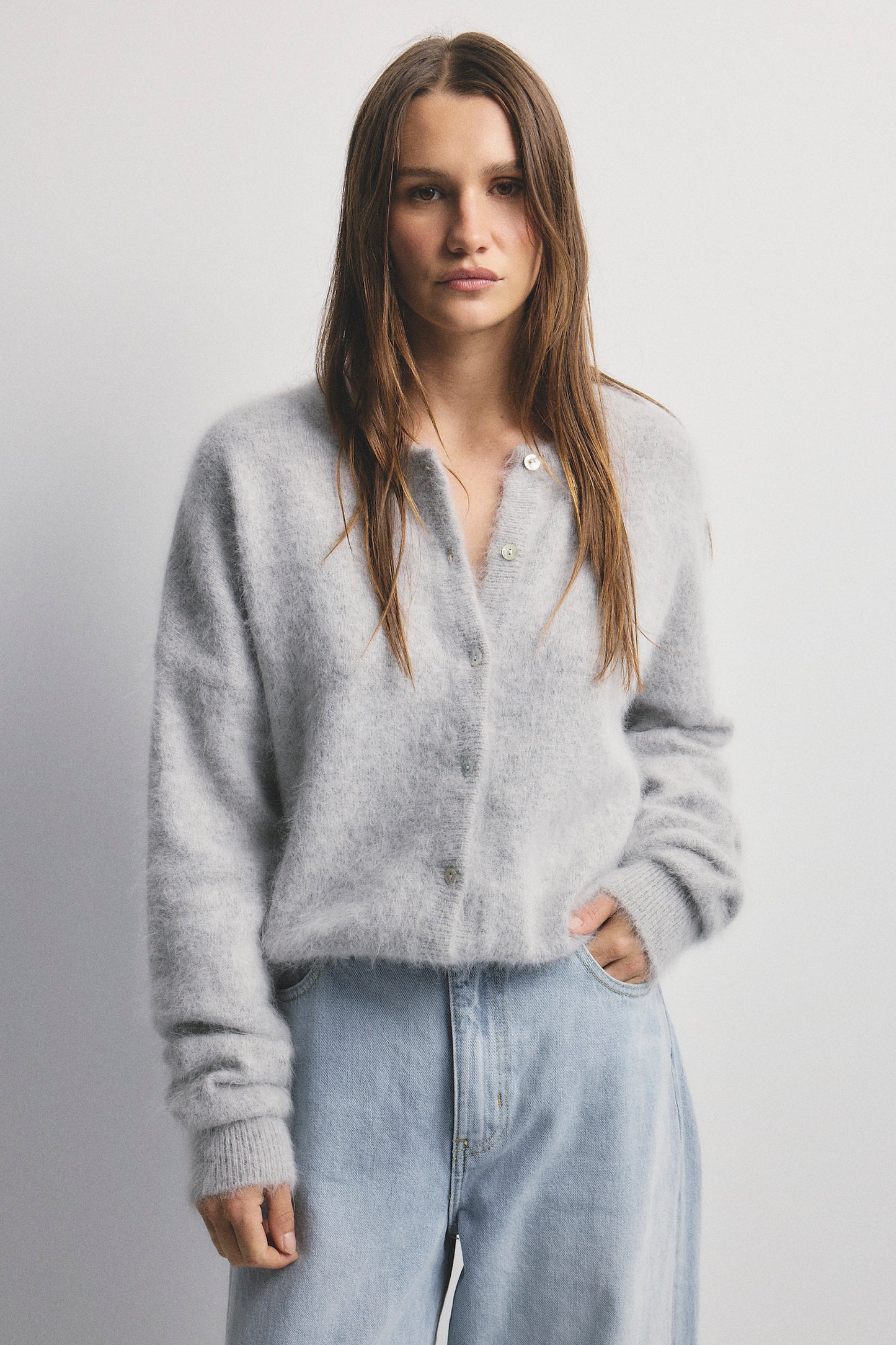 Frankie Crew Cardigan - Light Grey