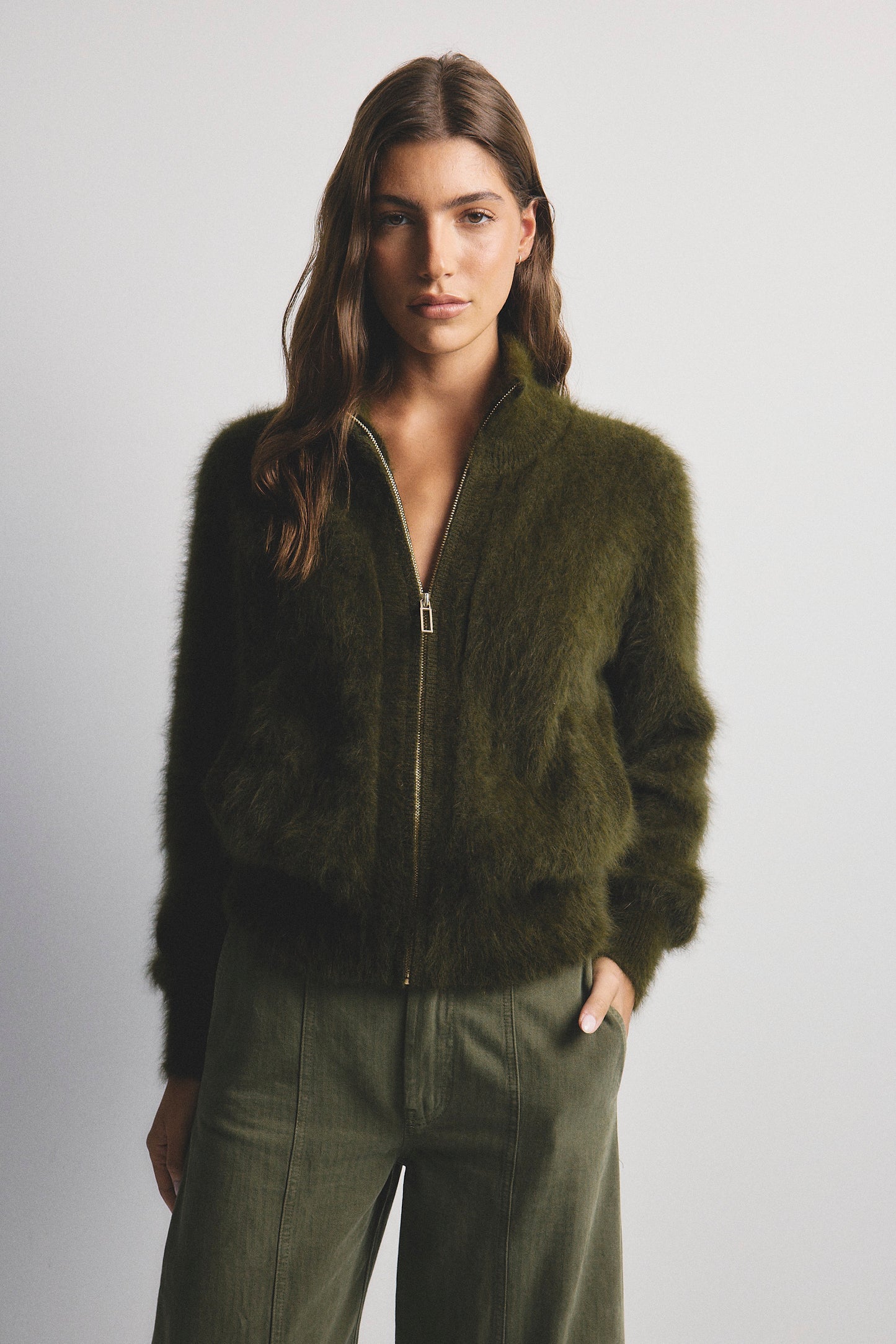 Felix Zip Cardigan - Moss