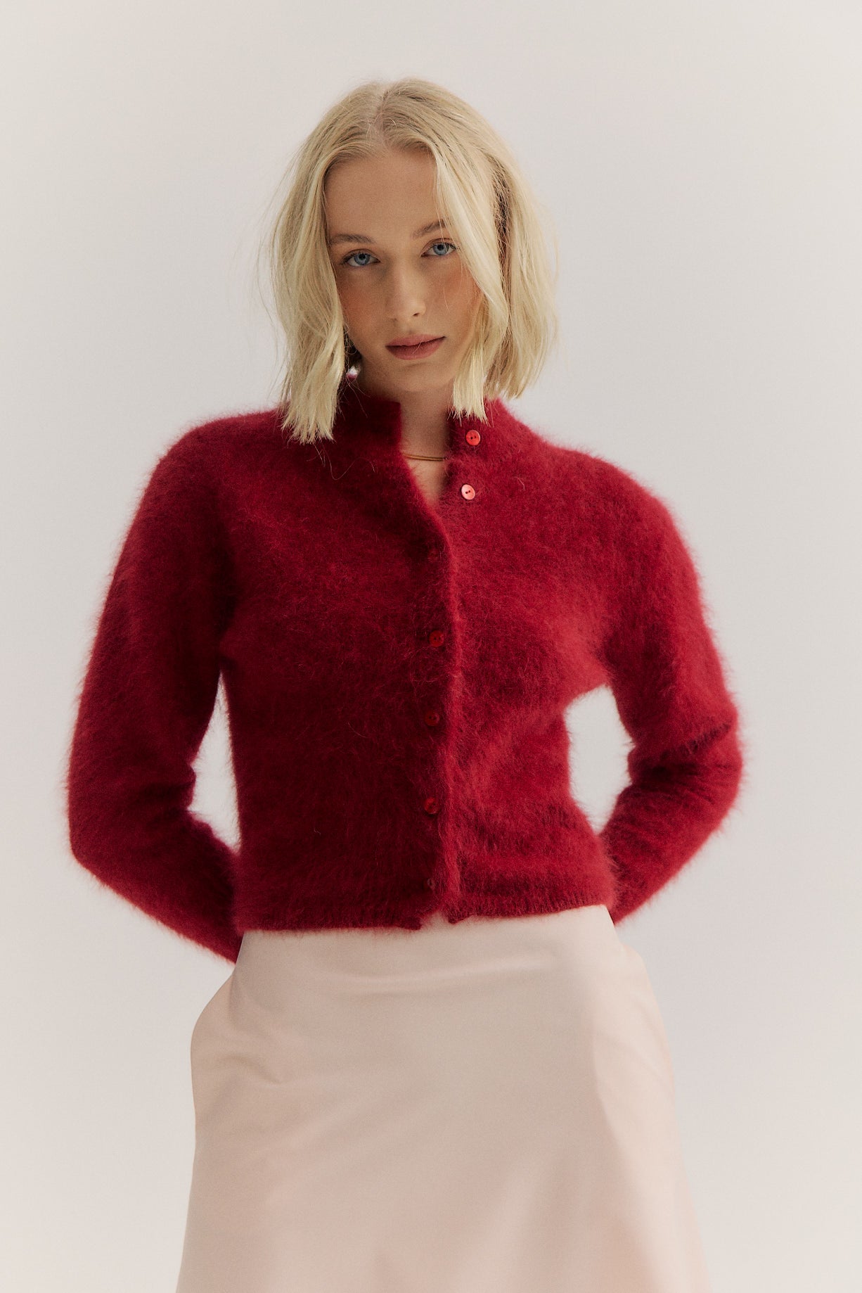 Bella Button up Cardigan - Merlot