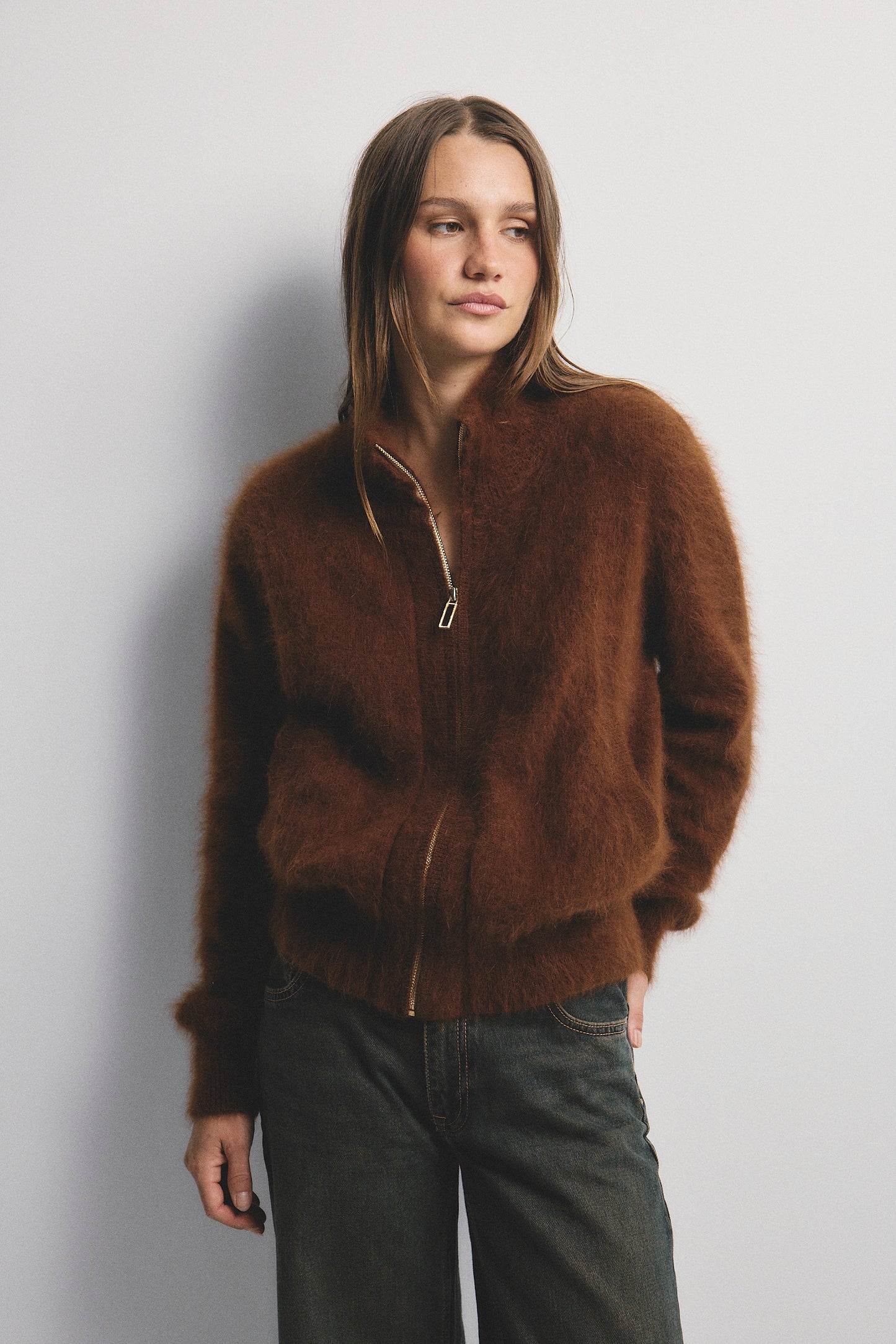 Felix Zip Cardigan - Chocolate