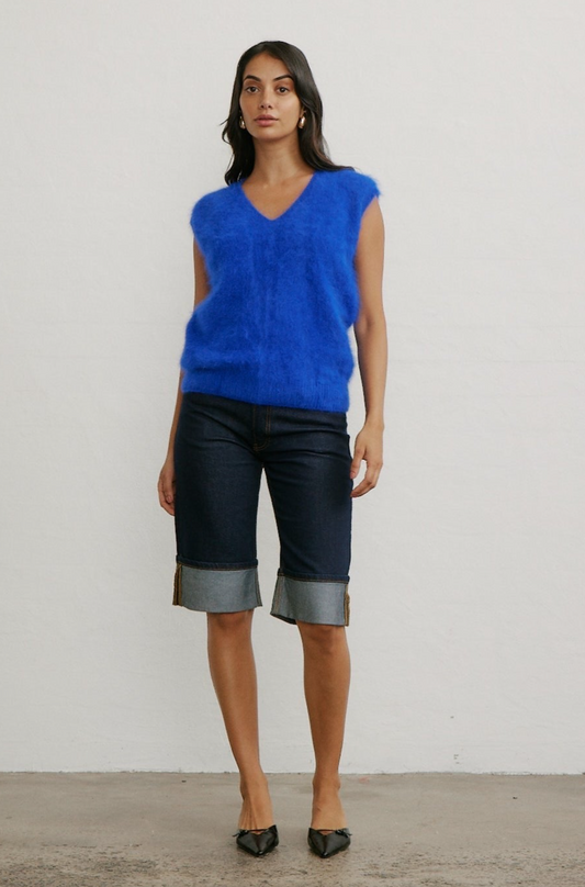 Ebony Cashmere Vest - Cobalt