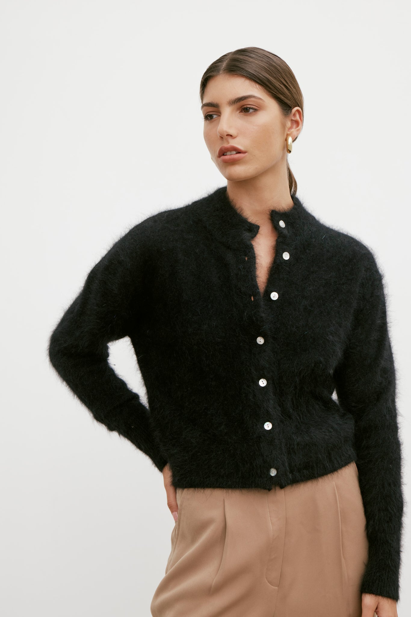 Bella Button up Cardigan Black WORLD OF NOMADS